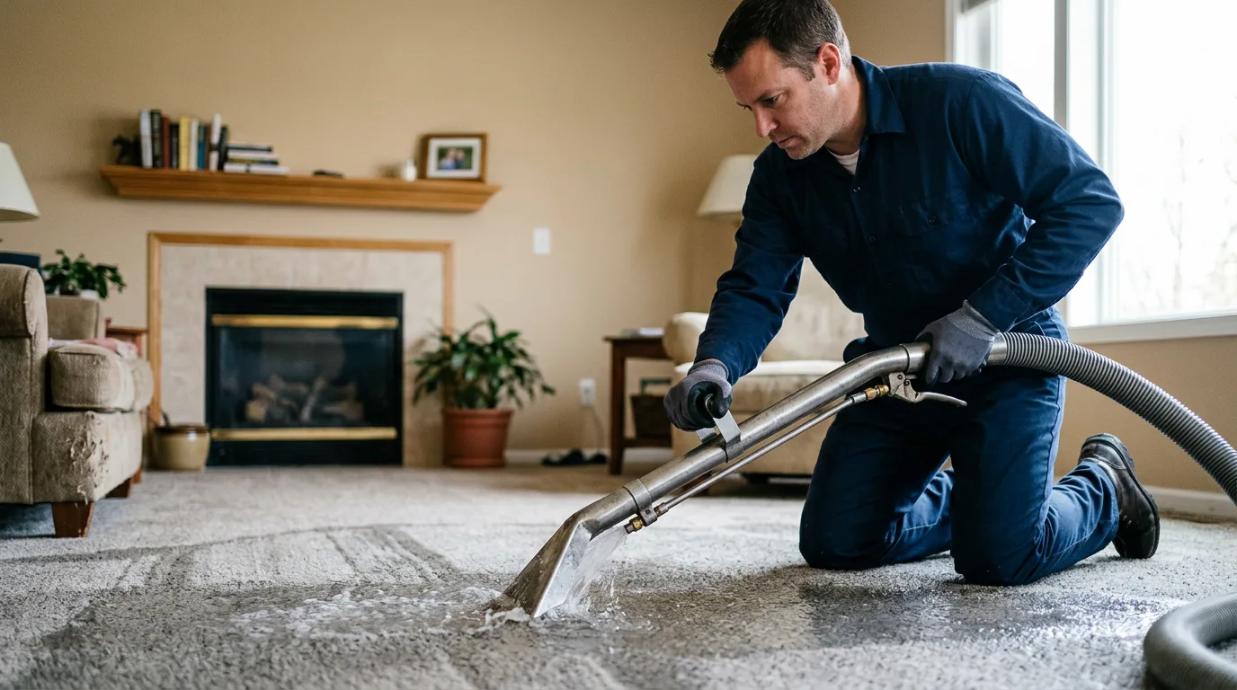 Water damage restoration technician working near Marion, IN